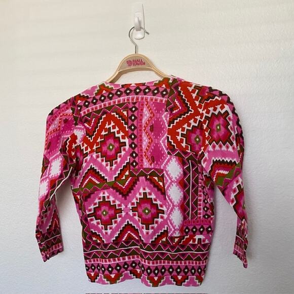 Jones New York Sport Cardigan Azalea Print Open Neck Top 3/4 Sleeve Women Small - Picture 2 of 9